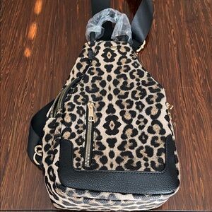 NWOT Leopard Print Sling Bag